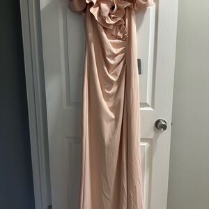 Xscape Blush Ruffled Maxi Dress